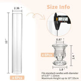 Set of 6 Tall Taper Candle Holder w/ 12" Tall Clear Cylinder Covers for Table