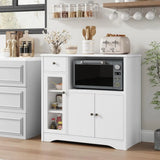White 3-Door Kitchen Storage Cabinet with Drawer and Adjustable Buffet Sideboard