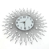 3D Large Metal Sunburst Wall Clock, Battery Operated, Silent Non-Ticking