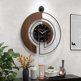 Large Wood Metal Frame Silent Non Ticking Wall Clocks for Living Room