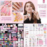 Acrylic Nail Kit – Nails Kit Acrylic Set with Nail Drill Brushes Gel Polish Clear Nails Tips Nail Art Tools Nail Stuff
