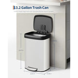 13 Gallon 50 L Metal Trash Can with Lid Step-On Kitchen Garbage Bin
