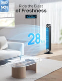 Tower Fan for Bedroom, 90° with 4 Modes, 12H Timer, Remote&App Control
