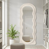 63x24 Arched Wavy Full Body Wall Mounted Floor Mirror with Stand