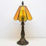 Small Tiffany Table Lamp Stained Glass Desk Lamps 6X6X14 Inch Bronze Resin Base