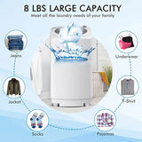 Portable Washing Machine 1.2 Cu.ft, 8 lbs Capacity, Built-in Drain Pump, Full-automatic Washer and Dryer Combo for Apartment, R