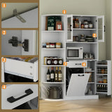 Loomie Kitchen Pantry Cabinet w/Tilt-Out Trash Storage & 5-Tier Side Shelves