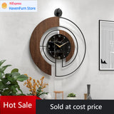 Large Wood Metal Frame Silent Non Ticking Wall Clocks for Living Room