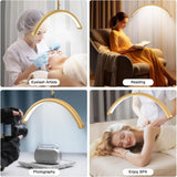 Adjustable LED Floor Lash Lamp with 4X Magnifier, Pen Holder, Dimmable