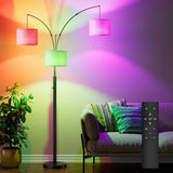 Three-color temperature dimmable three-head floor lamp, full of atmosphere, warm lighting for living room