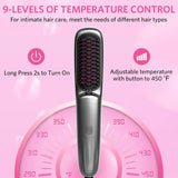 Hair Straightener Brush 2-in-1 Hot Comb with 9 Temp Settings up to 450℉ for Frizz-Free Smooth Hair at Home