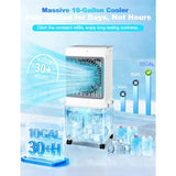 Portable Evaporative Cooler with 10GAL Detachable Tank, White, Ultra Quiet