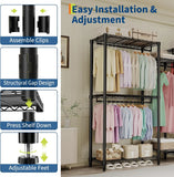 Heavy Duty Clothes Rails,Clothes Rack with 5 Hang Rods & 8 Shelves Freestanding Wardrobe