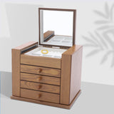 5-tier Wooden Large Capacity Storage Box  w/ Drawers Mirror for Bracelets
