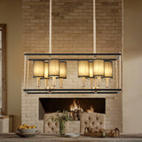Farmhouse Chandeliers for Dining Room Gold Liner Chandelier with Fabric Shades