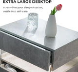 Grey LED Nightstand Set of 2,with 3 Drawers for Bedroom, Bedside Table