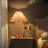 Gold Modern Table Lamp, Scalloped Pleated Desk Lamps Wavy Lamp for Bedside
