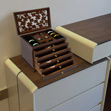 6-Tier Jewelry Organizer Box, Wooden Jewelry Organizer for Earrings Rings