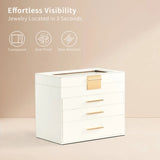 Deluxe 2-Drawer Velvet Jewelry Box with Clear Top View for Necklaces