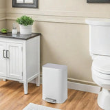 Bathroom Trash Can, 3.2 Gallon Stainless Steel Garbage Can with Lid, Rectangular Small