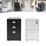 3 -Tiers  Vertical File Cabinet Metal Mobile File Cabinet with Lock