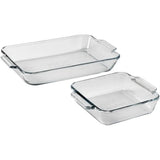 Tempered Glass Cake Dish & 3 Quart Baking Dish Set for Even Baking, Oven Safe