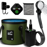 Portable Camping Shower, 6000mAh Rechargeable Shower Pump, Large Capacity Foldable Bucket,