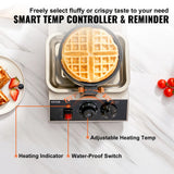 SucceBuy Electric Waffle Maker Stainless Steel Round Waffle Iron Non-Stick Waffle Baker