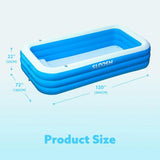 JOYFY 120" x 72" x 22" Full-Sized Inflatable Swimming Pool Summer