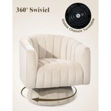 360 Degree Swivel Barrel Chair with Velvet Upholstery, Perfect
