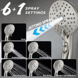 Dual Shower Head Combo 8'' High Pressure Rain Shower Head with Handheld Spray 6+1 Spray Settings Handheld