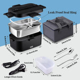 100W Fast Heating Electric Lunch Box 1.8L, 12V Car & 220V Home Dual Use Food Warmer, 304 Stainless Steel Container with Insulated Carry Bag, Spoon & Fork Included
