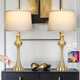 28.75" Modern Table Lamps Set of 2 Bedside Lamp with USB A+C for Bedroom