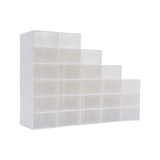 24pcs/set Transparent Plastic Shoe Case, Organizer Drawer Shoe Rack White