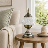 Turkish Moroccan Table Lamp Lantern with Handmade Mosaic Glass Lampshade