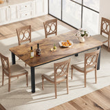 Industrial Rectangular Dining Table for 6-8 People Sturdy Metal Frame Table for Kitchen and Dining Room