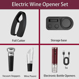 Electric Wine Opener, Automatic Electric Wine Bottle Corkscrew Opener with Foil Cutter, Rechargeable