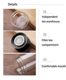 Tea Water Bottle High Borosilicate Glass Double Layer Tea Water Cup Infuser