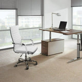 Furmax Ribbed Office Desk Chair Mid-Back PU Leather Executive Conference Task Chair