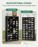 12 Tiers 9 Inch Widened Cell Wood Shoe Rack for Entryway, Black