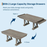 71 inch Wood Elegant Dining Table Heat-Resistant Supporting 500 lbs Dual Large Storage