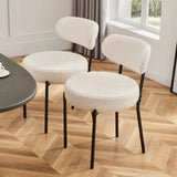 JHK Ergonomic Round Dining Chairs Set of 2 Plush Fabric Kitchen Chairs with Curved Backres