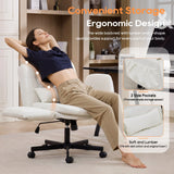 TCGBKAF White Criss Cross Chair with Adjustable Arms Chenille Swivel Vanity Chair with Side Pockets Ergonomic Cross Legged Office Chair with Wheels Adjustable Height Computer Desk Chair