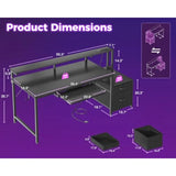 Computer Desk with Drawers 55" Office Desk with Keyboard Tray and Power Outlet Reversible Study Work Desk with Printer Space an