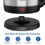 1.8L Stainless Steel Electric Kettle with Water Level Window, Auto Shut-Off, Boil-Dry Protection