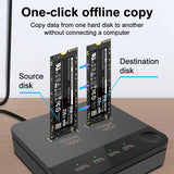 Dual-Bay Hard Drive Docking Station SSD Duplicator M.2 SATA Clone Support Disk Copy