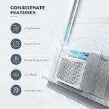 8000 BTU Window Air Conditioner with Heat with APP & Voice Smart Control