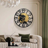 Large Industrial Gear Wall Clock With Wooden Frame For Living Room Office