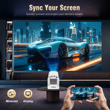 Android 11 WiFi6 BT5.4 Mini Outdoor Movie Projector with Air Mouse