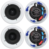 Herdio 5.25” 4PCS Flush Mount Bluetooth Ceiling Speaker System Max Power 600W Great For Humid Indoor